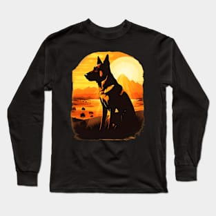 German shepherd sunset Long Sleeve T-Shirt